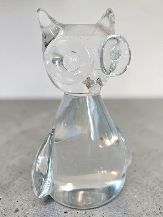 Other - Vintage Art Glass Owl Figurine Paperweight Bullicante Controlled Bubble Clear OS
